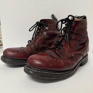 John Fluevong Burgundy Leather Boots Mens Size 9